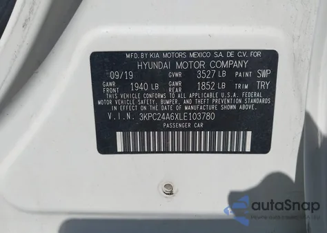 2020 Hyundai Accent Se из США, поврежденный, VIN 3KPC24A6XLE103780